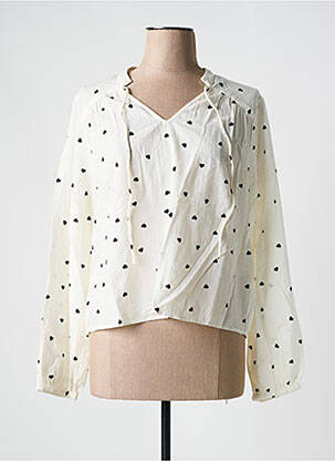Blouse tissage popeline manches longues beige PIECES femme