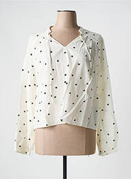 Blouse imprimé fantaisie manches longues beige PIECES femme