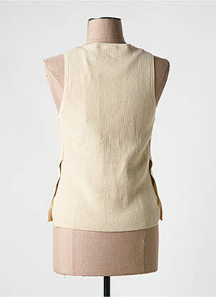 Pull coupe cintrée sans manche beige YAYA femme