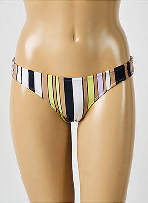 Bas de maillot de bain imprimé rayures culotte marron DESPI femme