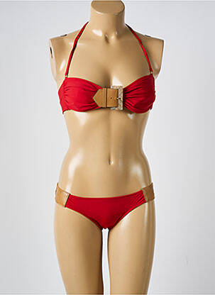 Maillot de bain 2 pièces stretch haut bandeau rouge DESPI femme