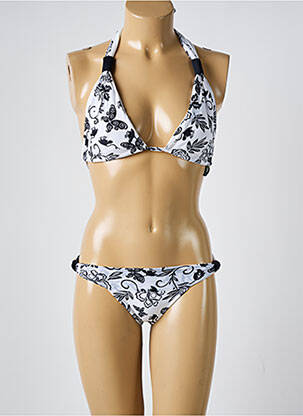 Maillot de bain 2 pièces stretch haut triangles blanc DESPI femme
