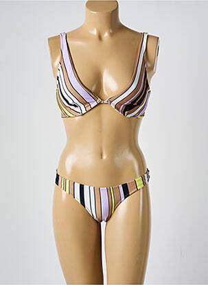 Maillot de bain 2 pièces stretch haut soutien-gorge balconnet marron DESPI femme
