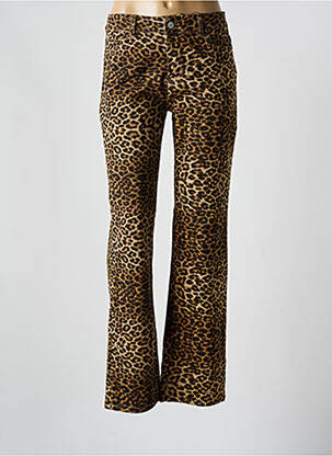 Pantalon droit fermeture zippée sous rabat boutonné marron PIECES femme