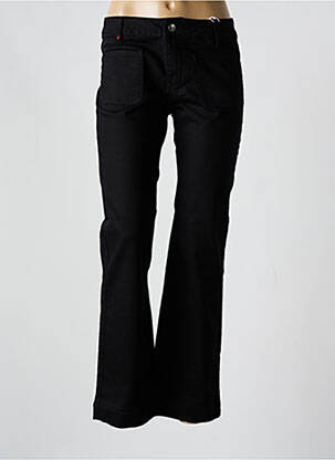 Pantalon flare fermeture zippée sous rabat boutonné noir F.A.M. femme