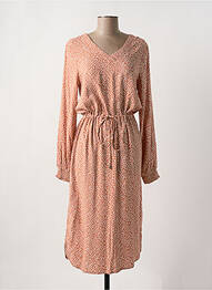 Robe mi-longue imprimé fantaisie manches longues rose BRANDTEX femme
