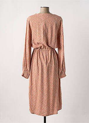 Robe mi-longue imprimé fantaisie manches longues rose BRANDTEX femme