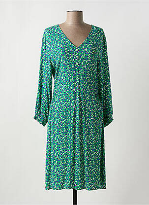 Robe mi-longue coupe fluide manches longues vert LA FIANCEE DU MEKONG femme
