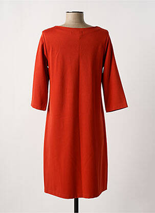 Robe mi-longue manches 3/4 manches 3/4 orange MALOKA femme