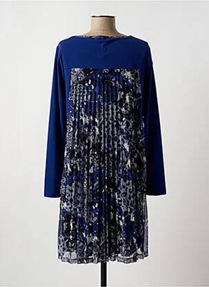 Robe courte coupe fluide manches longues bleu MALOKA femme