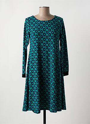 Robe courte coupe évasée manches longues bleu LINGAM femme