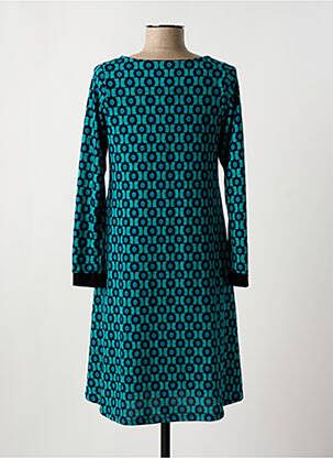 Robe courte coupe évasée manches longues bleu LINGAM femme