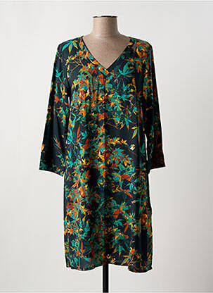 Robe mi-longue imprimé fleurs manches longues vert LA FIANCÉE femme
