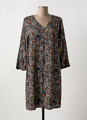 Robe courte imprimé fleurs manches longues noir LA FIANCÉE femme