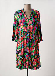 Robe mi-longue imprimé fleurs manches 3/4 noir LA FIANCÉE femme
