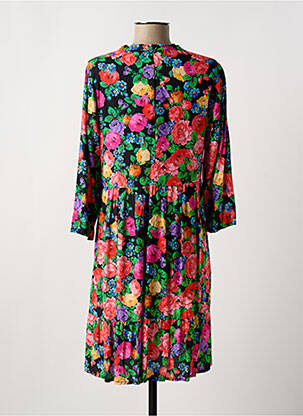 Robe mi-longue imprimé fleurs manches 3/4 noir LA FIANCÉE femme