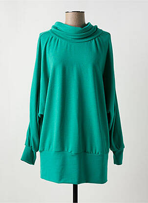 Pull tunique stretch manches longues vert LINGAM femme