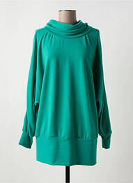Pull tunique stretch manches longues vert LINGAM femme