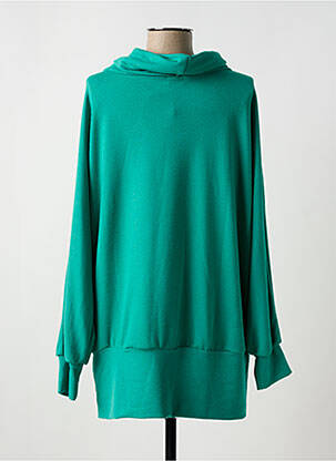 Pull tunique stretch manches longues vert LINGAM femme