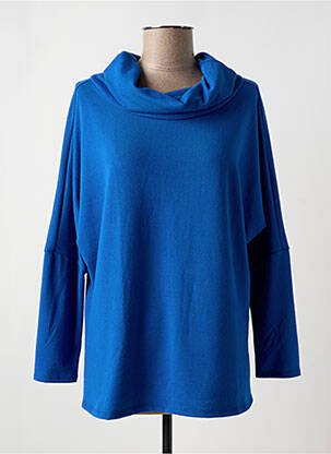 Pull tunique stretch manches longues bleu LINGAM femme