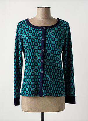 Gilet manches longues col rond bleu LINGAM femme