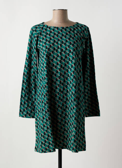 Robe courte coupe évasée manches longues vert PRINCESSE NOMADE femme