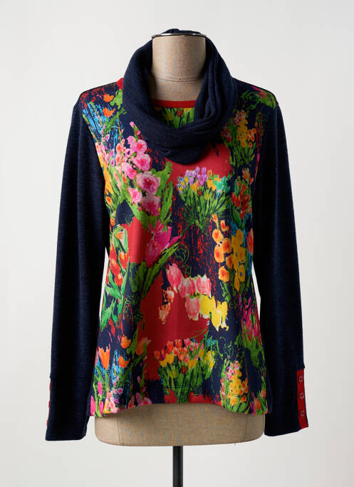 Pull coupe cintrée manches longues bleu MALOKA femme