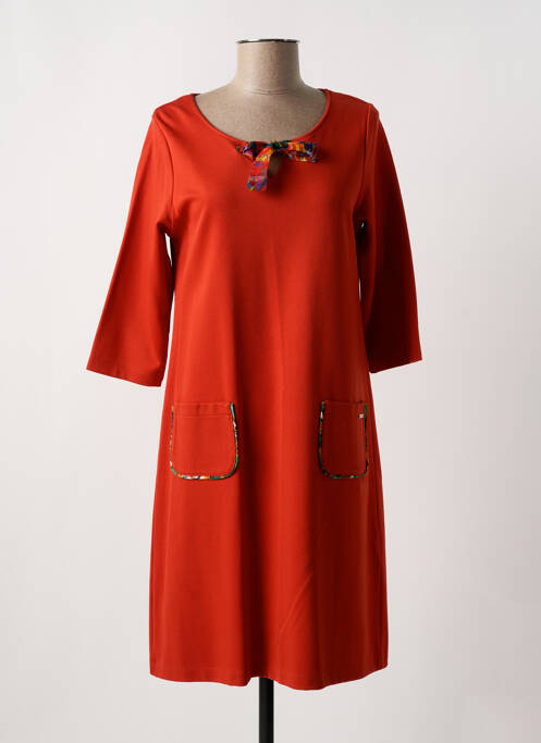 Robe mi-longue orange MALOKA pour femme