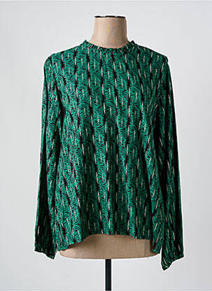Blouse tissage popeline manches longues vert PRINCESSE NOMADE femme