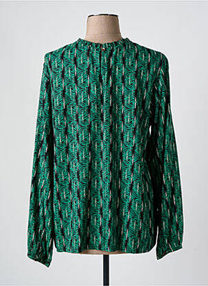 Blouse tissage popeline manches longues vert PRINCESSE NOMADE femme