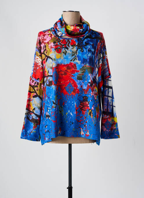 Pull stretch manches longues bleu MALOKA femme