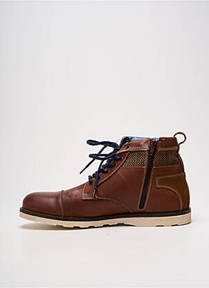 Bottines/boots matière lisse bout rond marron COTEMER homme
