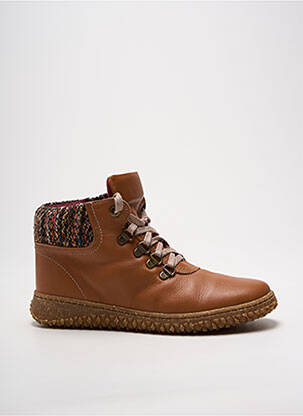 Baskets matière lisse talon plat jusqu'à 3cm marron LORETTA femme