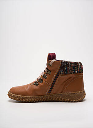 Baskets matière lisse talon plat jusqu'à 3cm marron LORETTA femme