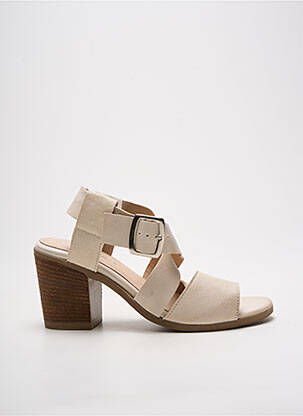 Sandales/nu pieds matière lisse talon de 7 à 9cm beige FOLLIA DOLCE femme