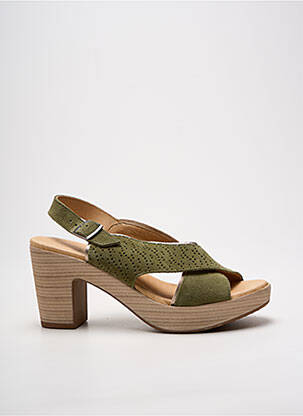 Sandales/nu pieds semi compensé talon de 7 à 9cm vert MKD femme