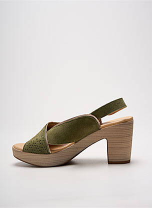 Sandales/nu pieds semi compensé talon de 7 à 9cm vert MKD femme
