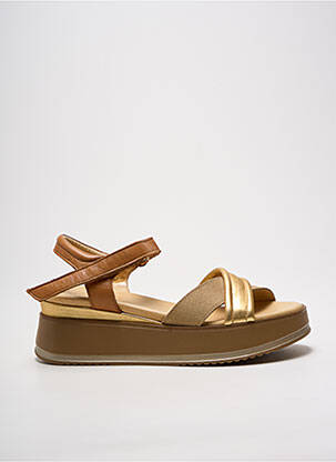 Sandales/nu pieds tissage satiné talon de 4 à 6cm or MKD femme