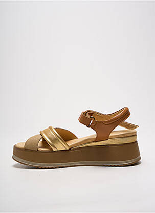 Sandales/nu pieds tissage satiné talon de 4 à 6cm or MKD femme