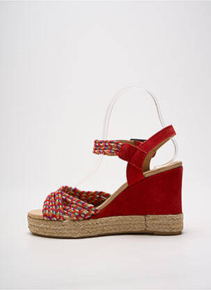 Espadrilles tissage satiné talon de 7 à 9cm rouge MKD femme