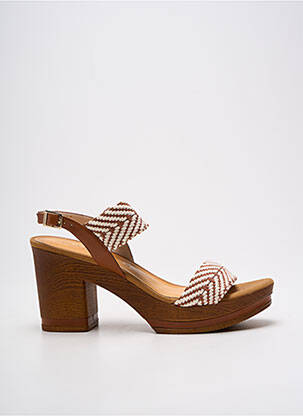 Sandales/nu pieds semi compensé talon de 7 à 9cm marron GADEA femme