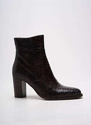 Bottines/boots tissage satiné talon de 7 à 9cm marron MYMA femme