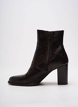 Bottines/boots tissage satiné talon de 7 à 9cm marron MYMA femme