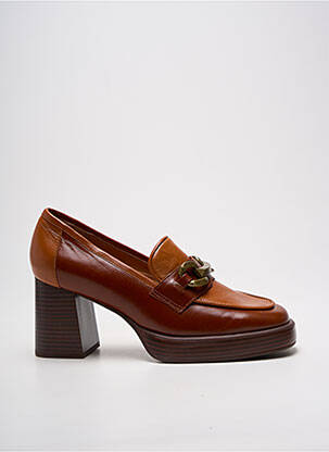 Mocassins tissage satiné talon de 4 à 6cm marron MAM'ZELLE femme