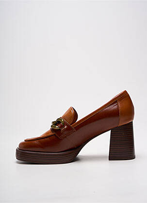 Mocassins tissage satiné talon de 4 à 6cm marron MAM'ZELLE femme