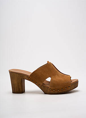 Mules/sabots bout ouvert talon de 7 à 9cm marron MYMA femme