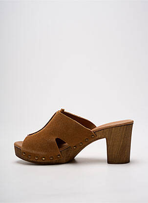 Mules/sabots nubuck talon de 7 à 9cm marron MYMA femme