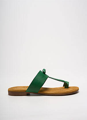 Tongs matière lisse talon plat jusqu'à 3cm vert ULANKA femme