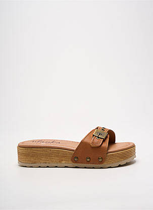 Mules/sabots tissage satiné talon de 4 à 6cm marron ULANKA femme