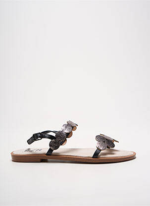 Sandales/nu pieds chiquet talon plat jusqu'à 3cm noir ELUE PAR NOUS femme